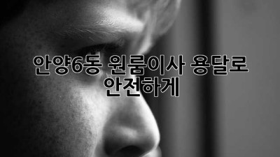 안양6동 원룸이사, 용달로 안전하게! 📦💨